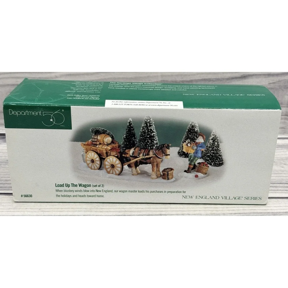 DEPT 56 NEW ENGLAND VILLAGE SERIES LOAD UP THE WAGON - SET OF 2 - RETIRED‎